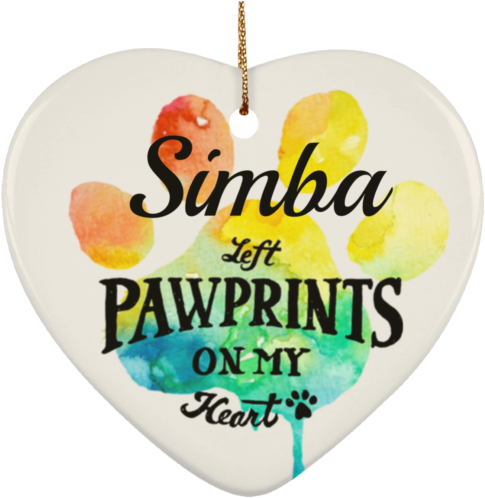 Pawprints On My Heart Personalized Ceramic Heart Ornament - Pawprints On My Heart (500x500), Png Download