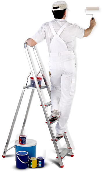 Painter On Ladder Png (353x607), Png Download