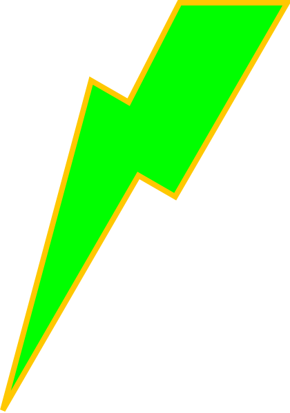 Drawn Lightening Lightning Strike - Green And Yellow Lightning Bolt (420x599), Png Download
