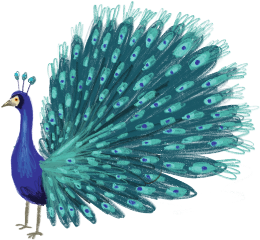 Blue Peacock - Tattly (700x700), Png Download
