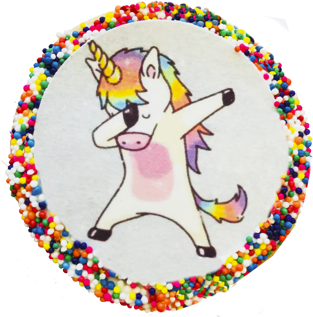 Dabbing Unicorn Sugar Cookies With Nonpareils - Sugar Cookie (1115x1146), Png Download