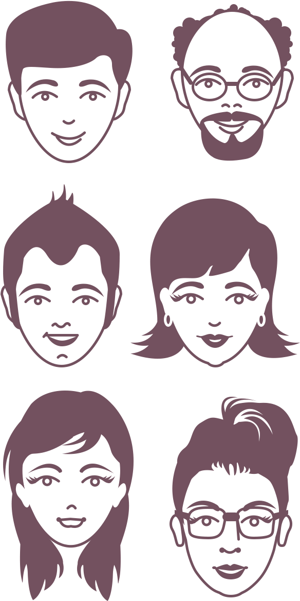 Male And Female Avatar Vector Faces - Illustration (600x1200), Png Download