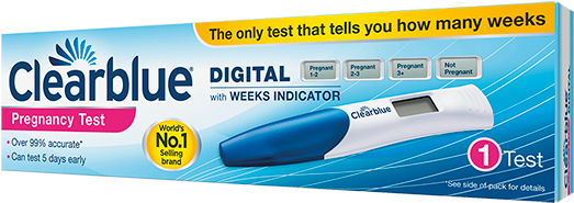 Clearblue Digital Pregnancytest With Weeks Indicator - Clearblue Digital Pregnancy Test 1 (548x261), Png Download