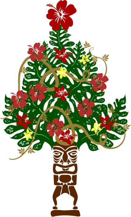 Hawaii Clipart Christmas Tree - Christmas Tiki Png (430x712), Png Download