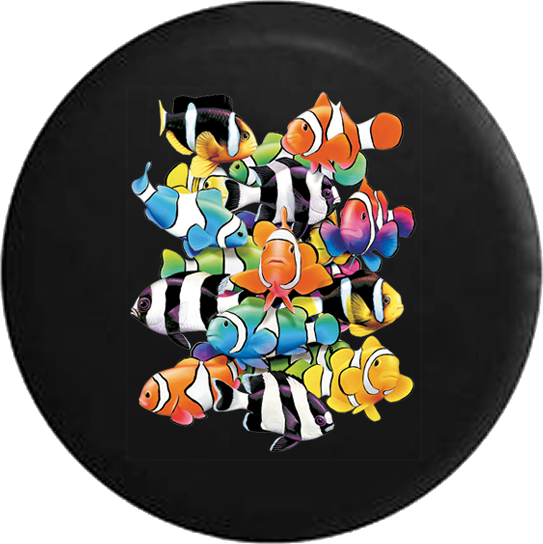 Family Of Clown Fish Swimming The Ocean Water Jeep - Humbugs & Clowns - M - White (1800x1804), Png Download