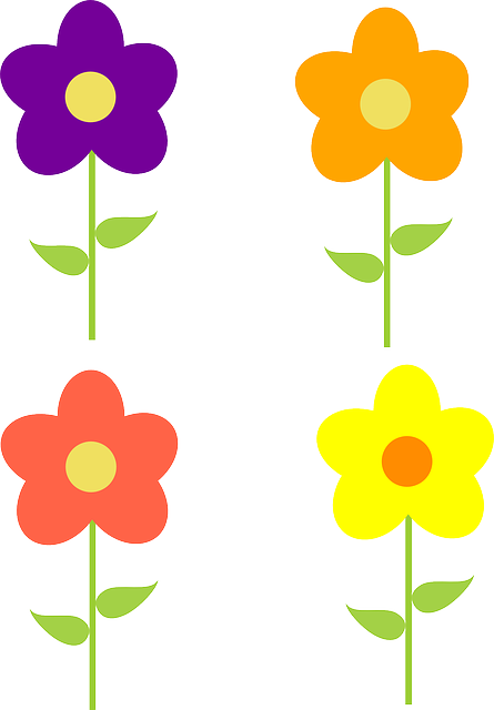 Yellow Orange Pink Purple Cartoon Flowers Vector - Flores Desenho Png (445x640), Png Download