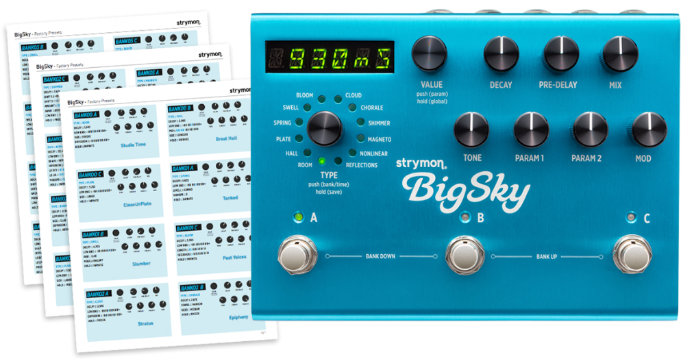 Bigsky Factory Preset List Pdf - Strymon Big Sky Multidimensional Reverb Pedal (1024x532), Png Download