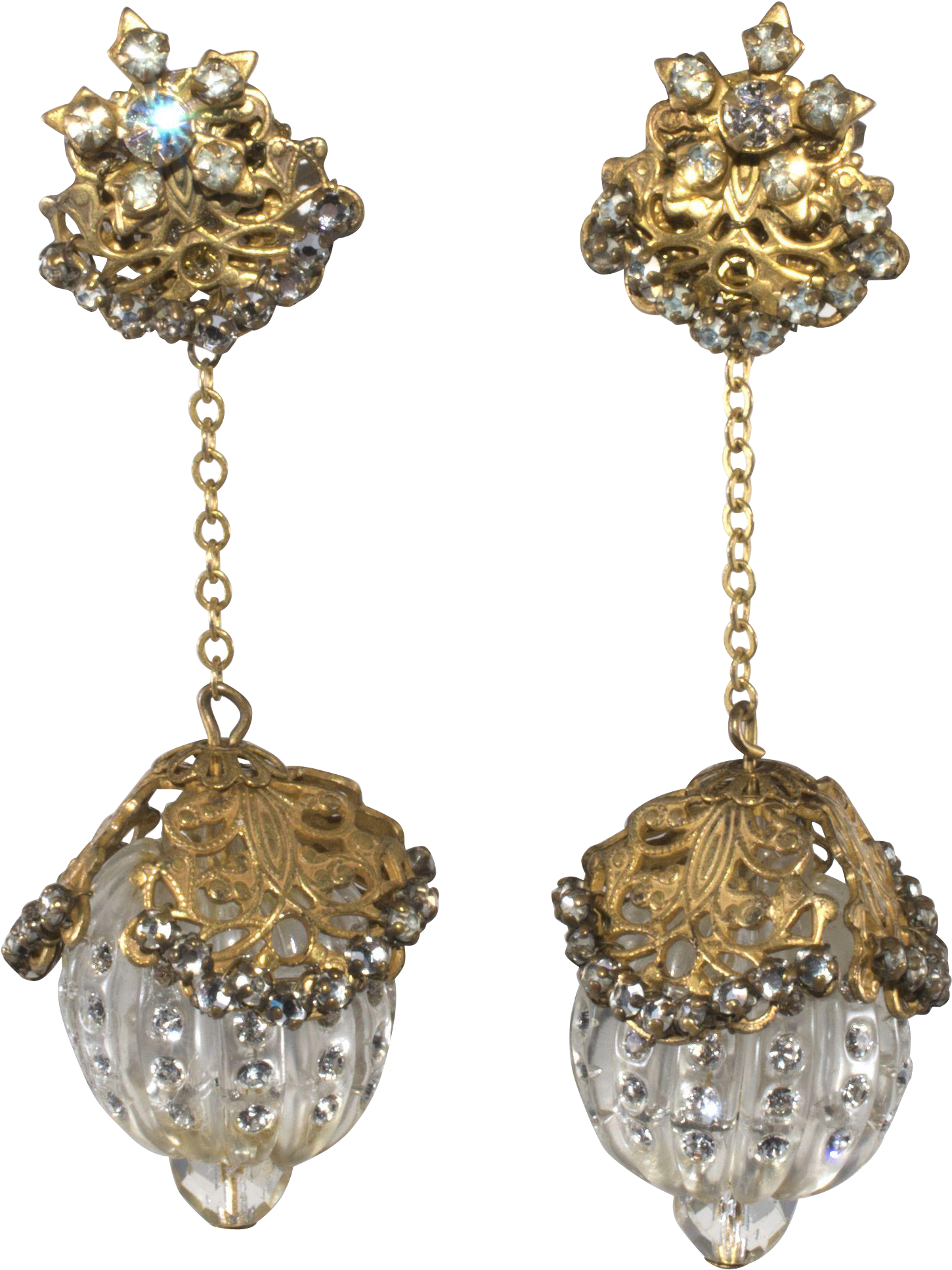 Miriam Haskell Long Dangle Glass Ball Earrings With (1933x1933), Png Download
