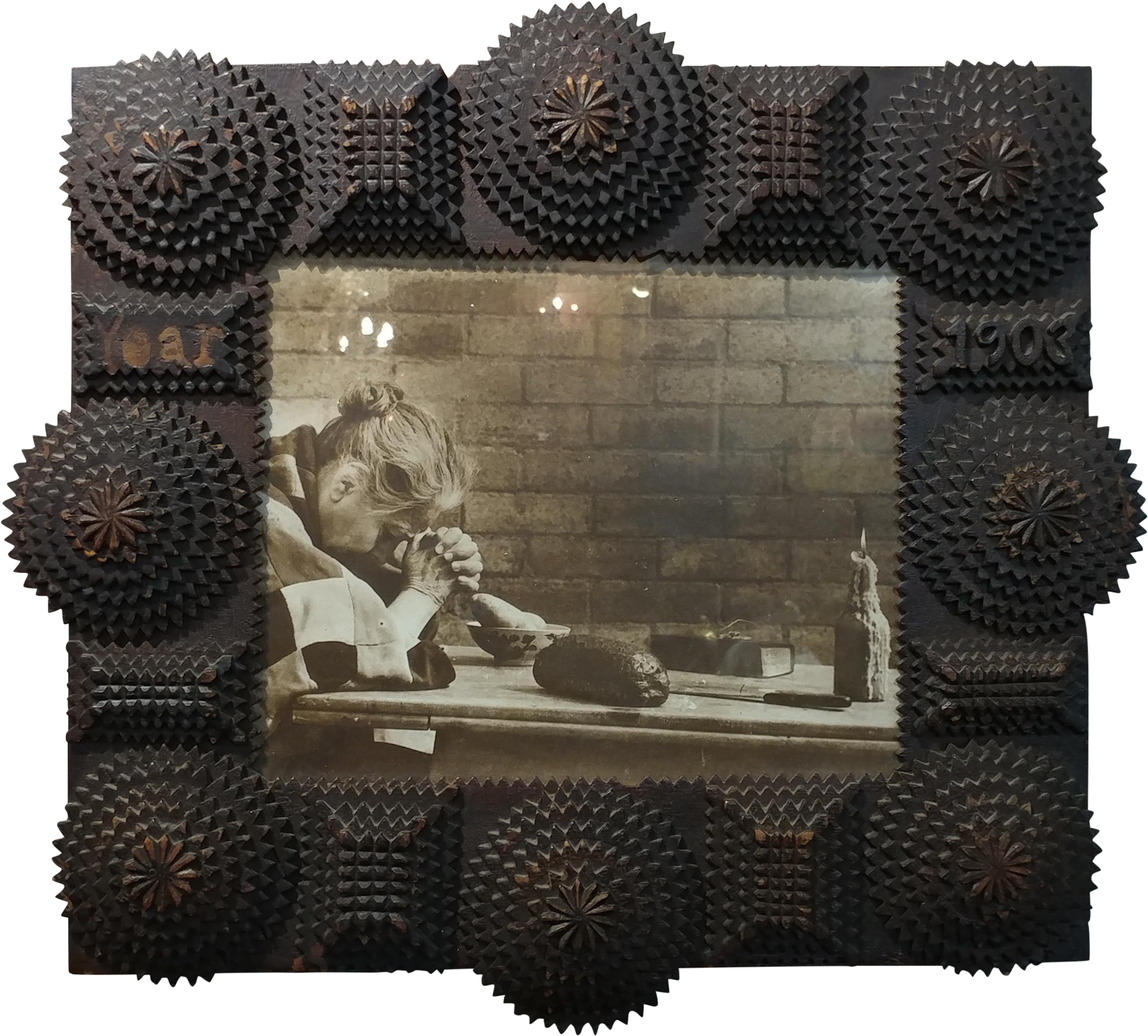 Antique Tramp Art Picture Frame On - Picture Frame (2652x2392), Png Download