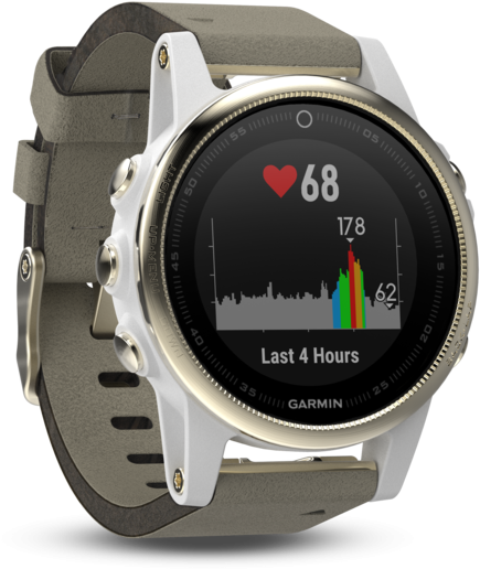 Garmin Fenix 5s Sapphire Champagne W/ Gray Suede Band - Garmin Fenix 5s Champagne Sapphire (1024x663), Png Download