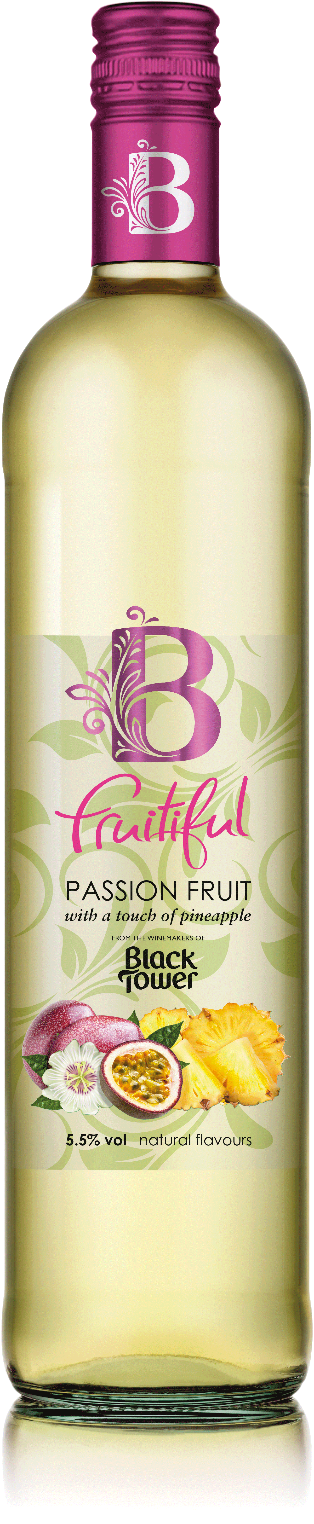 B Fruitiful Passionfruit And Pineapple - Black Tower Passion Fruit Wine (1984x7087), Png Download
