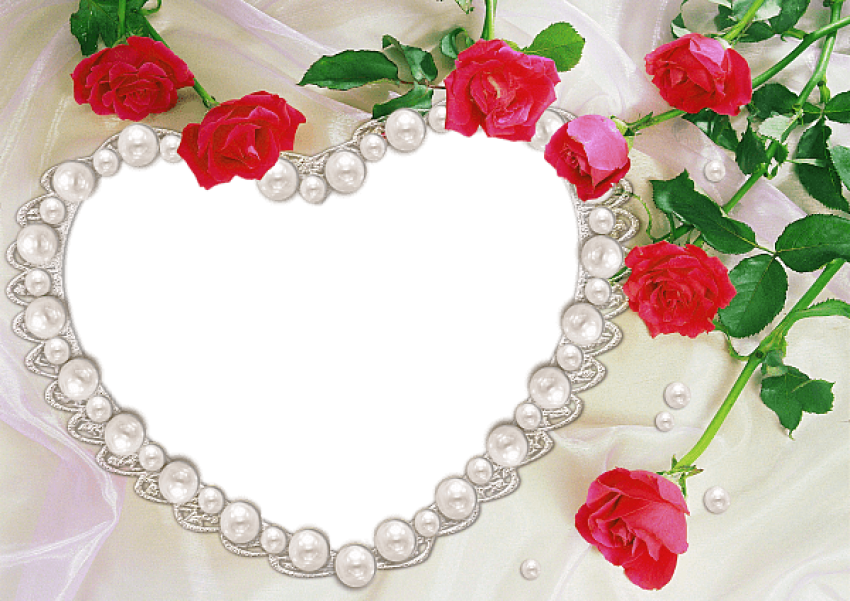 Free Png Pearl Heart And Roses Transparent Frame Png - Urdu Jumma Mubarak Gif (850x601), Png Download