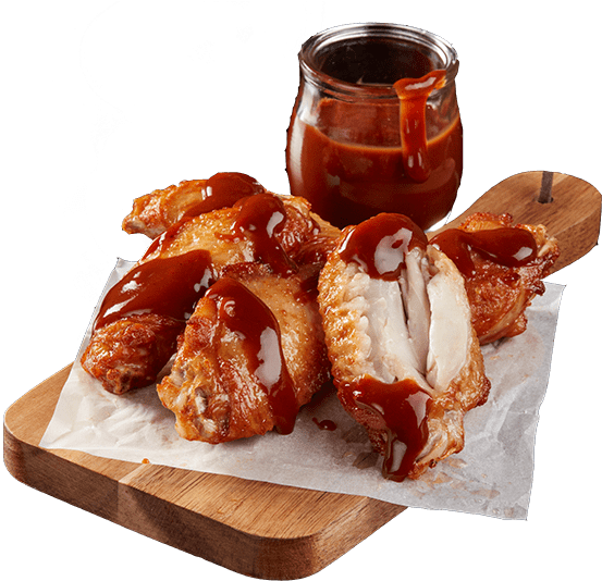 Menu Blazin' Bbq Chicken Wings - Buffalo Wing (800x550), Png Download