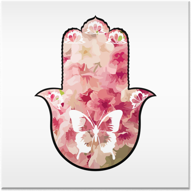 Azulejo Hamsa Flores Borboleta / Hamsa Flower Butterfly - Flower (800x800), Png Download