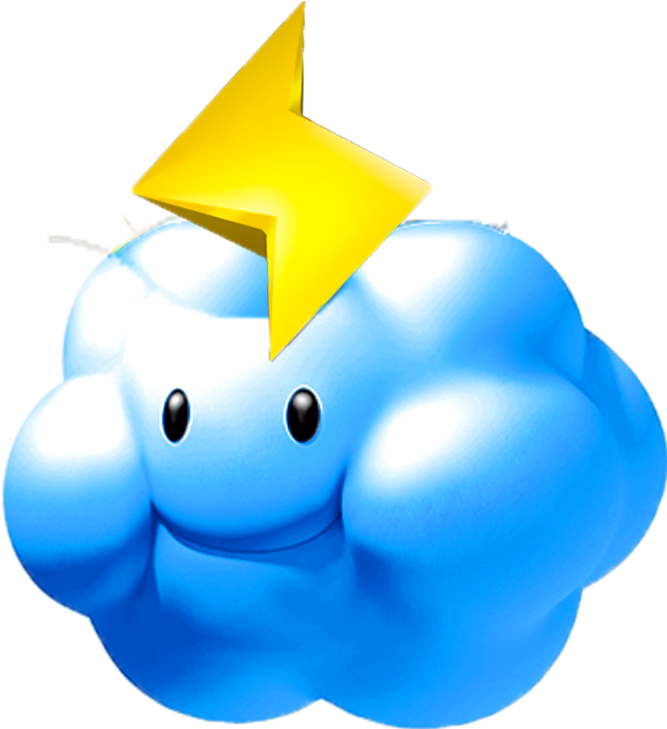 Lightning Cloud - Mario Kart Thunder Cloud (627x657), Png Download