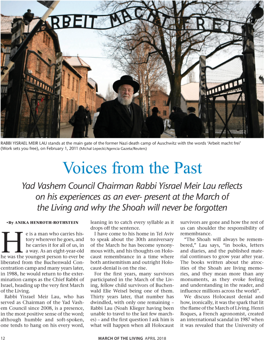 Rabbi Yisrael Meir Lau Stands At The Main Gate Of The - Arbeit Macht Frei (960x1272), Png Download