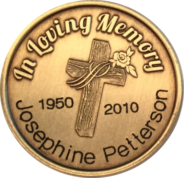 In Loving Memory Engraved Cross Rose Memorial Bronze - 1983 Krugerrand 2 Oz (640x618), Png Download