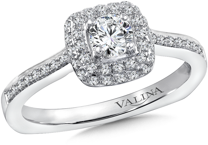 Valina Diamond Halo Engagement Ring Mounting In 14k - Round White Sapphire Engagement Rings (800x800), Png Download