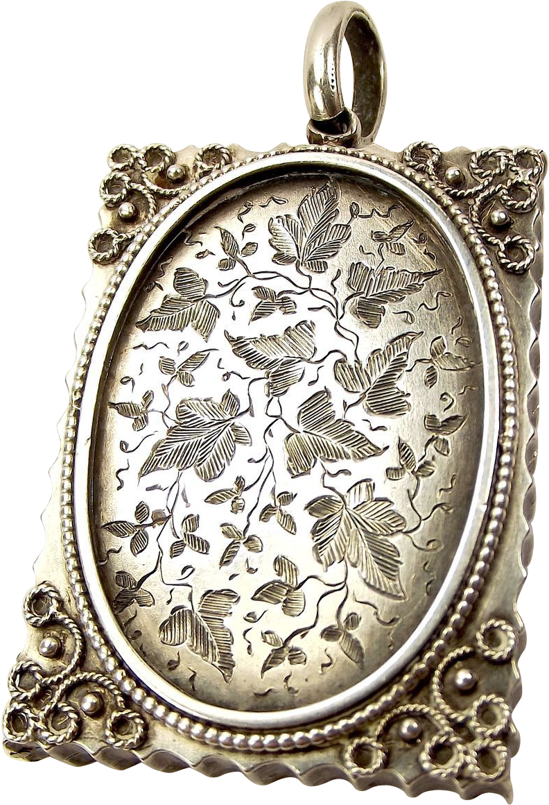 Victorian Sterling Silver Book Shaped Locket Ivy Leaf - Jewellery (1159x1159), Png Download
