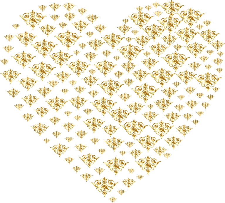 Gold Damask Heart No Background - Wallpaper (766x690), Png Download