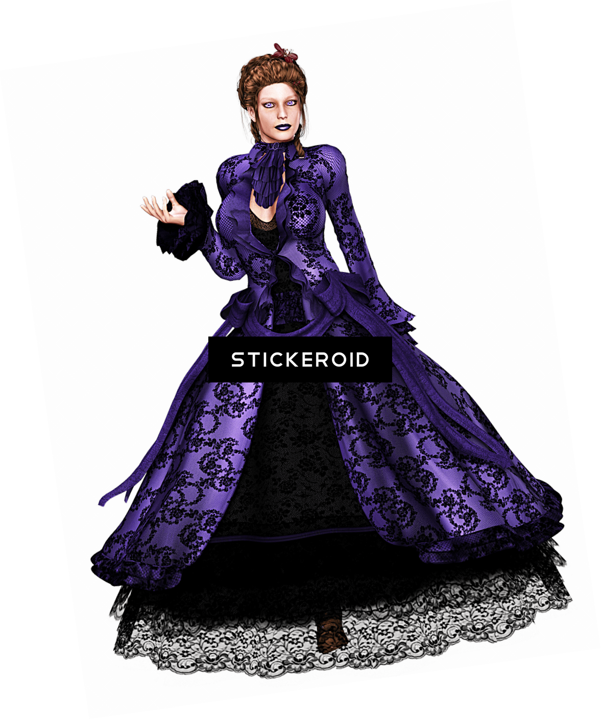 Woman In Long Purple Lace Dress - Halloween Costume (1177x1408), Png Download