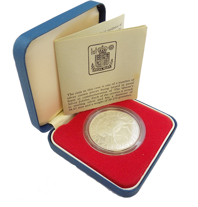 Pre Owned 1977 Silver Jubilee Crown Coin Vat Free - Coin (900x900), Png Download