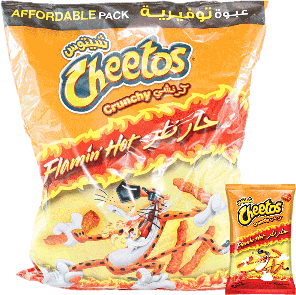 Cheetos Crunchy Flamin Hot 25gx16 - Cheetos Crunchy Cheese Flavored Snacks - 12 Bags, 1 (1156x1358), Png Download