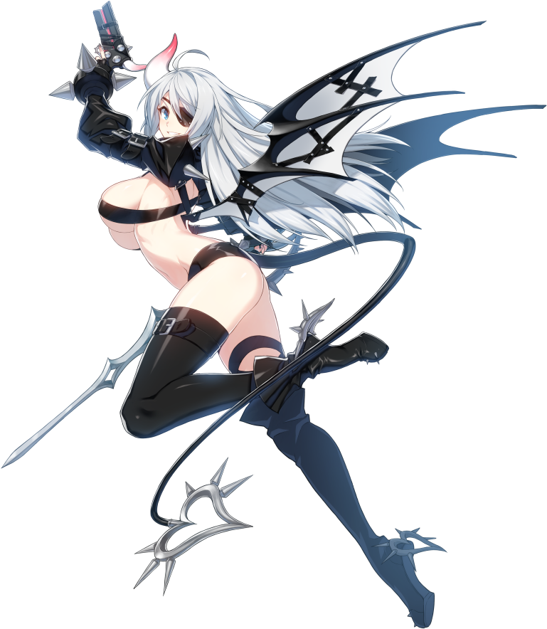 1girl Absurdres Ahoge Ass Black Legwear Blue Eyes Boots - Harpy Closers Nightmare Costume (850x1012), Png Download