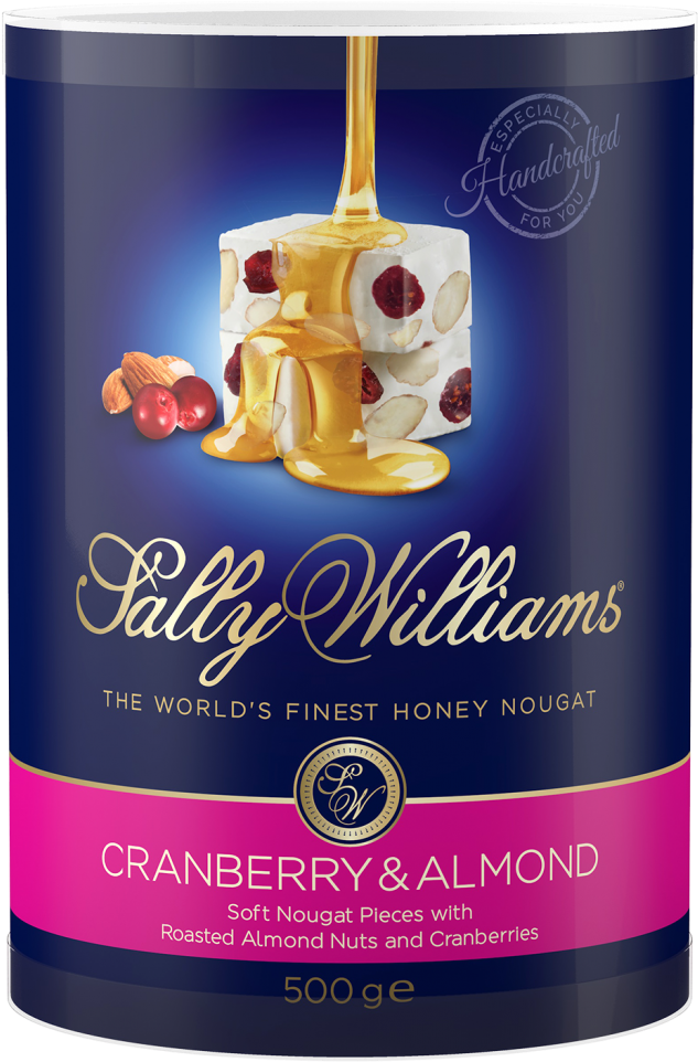 500g Cranberry & Almond Nougat - Sally Williams Nougat (652x1024), Png Download