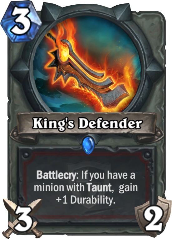 King's Defender Card - Hearthstone Weapon Card (567x811), Png Download