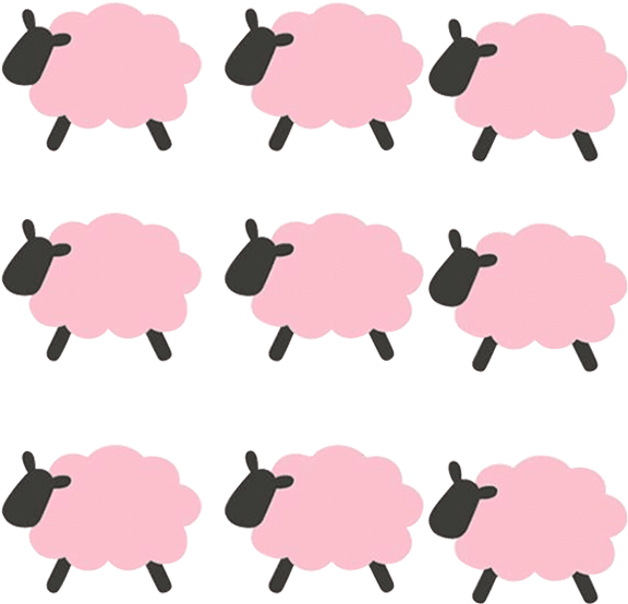 Petite Bello Wall Decor Pink Sheep Wall Decal - Grey And Pink Sheep Clipart (600x600), Png Download