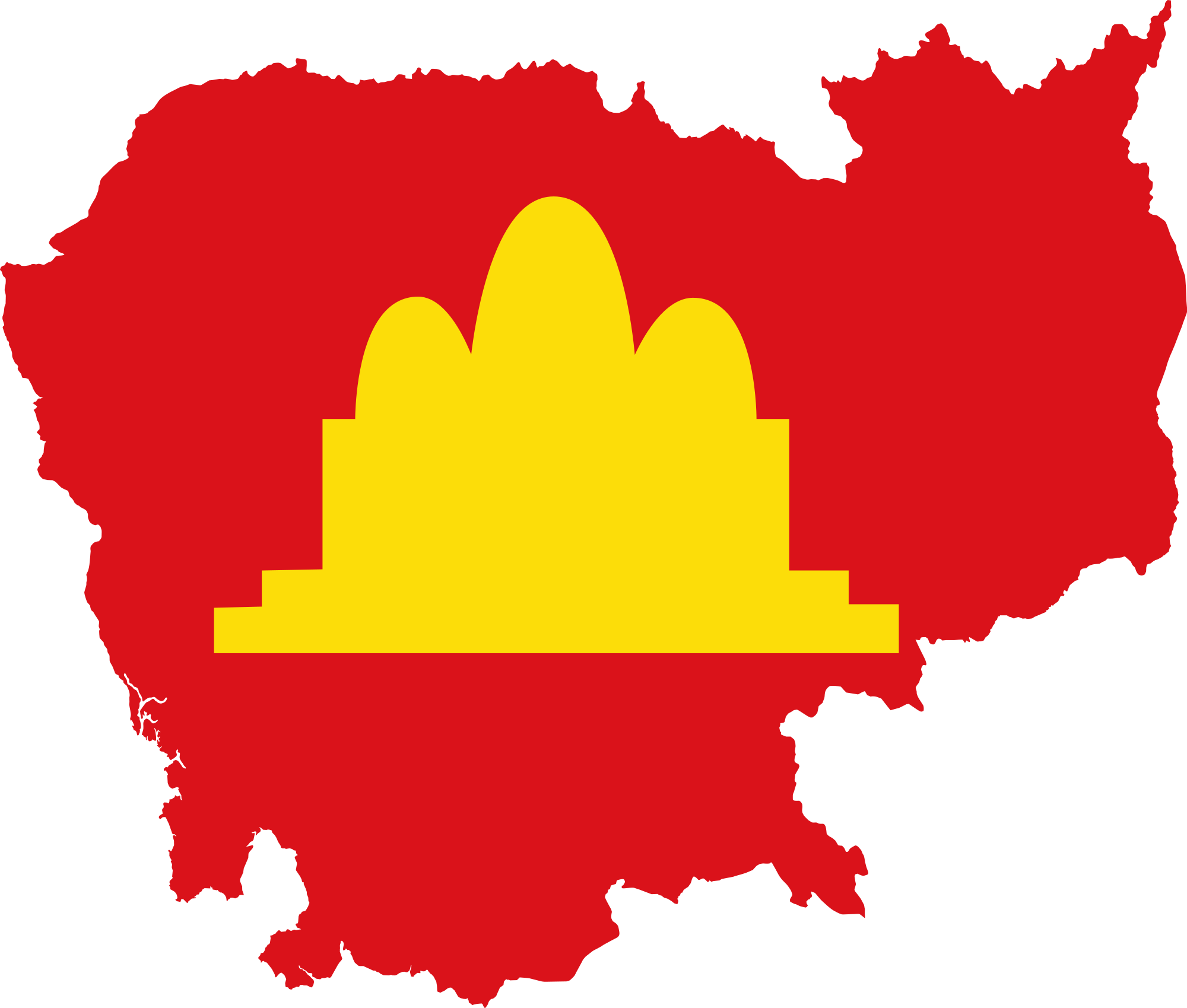 Open - Democratic Kampuchea Flag Map (2000x1699), Png Download