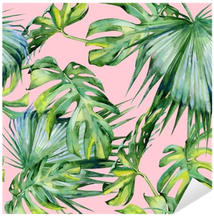 Seamless Watercolor Illustration Of Tropical Leaves, - Carta Da Parati Tropicale (400x400), Png Download