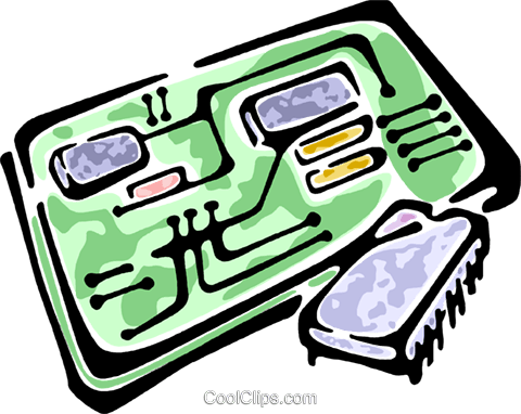 Circuit Board And A Computer Chip Royalty Free Vector (480x382), Png Download