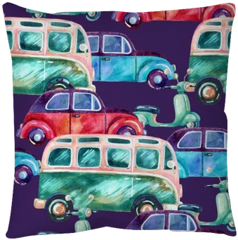 Watercolor Hippie Camper Van, Car And Scooter Throw - Las Chicas De Canterbury - Wright Kim (400x400), Png Download