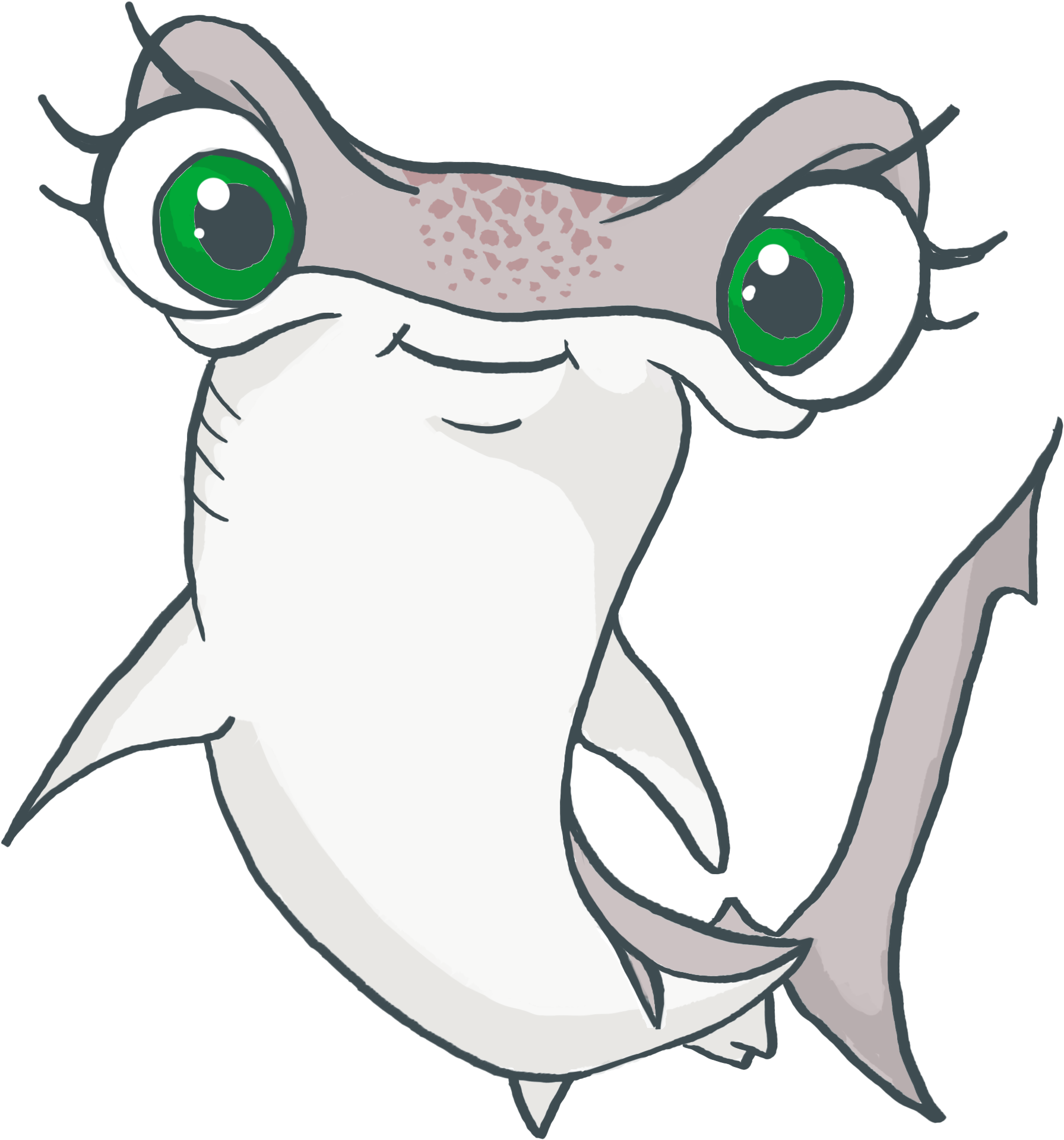 Drawn Cartoon Sketchbook - Hammerhead Shark Cartoon Drawing (2480x3508), Png Download