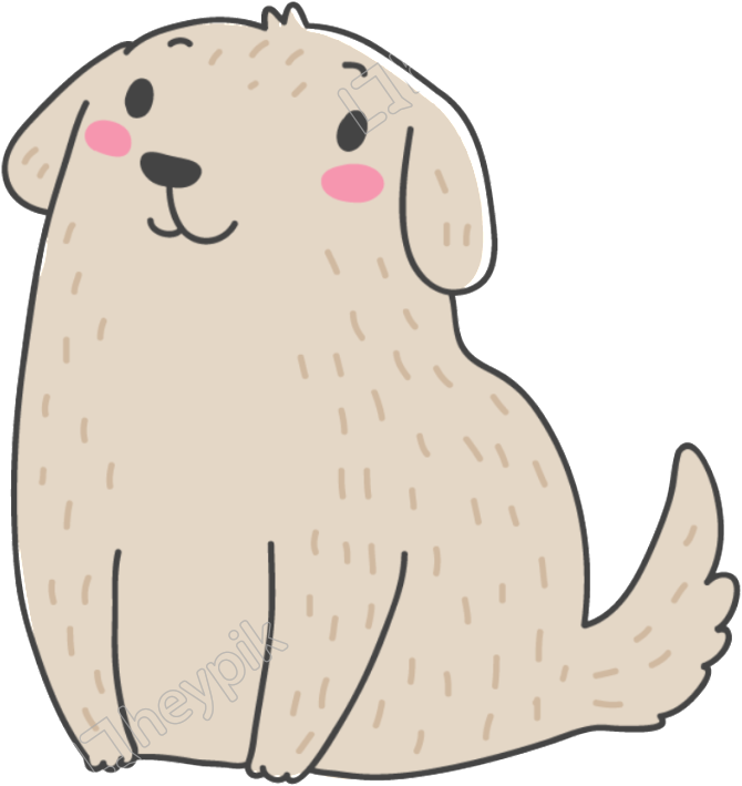 Picture Freeuse Hand Painted Sitting Dog Free Download - Dog (1024x997), Png Download