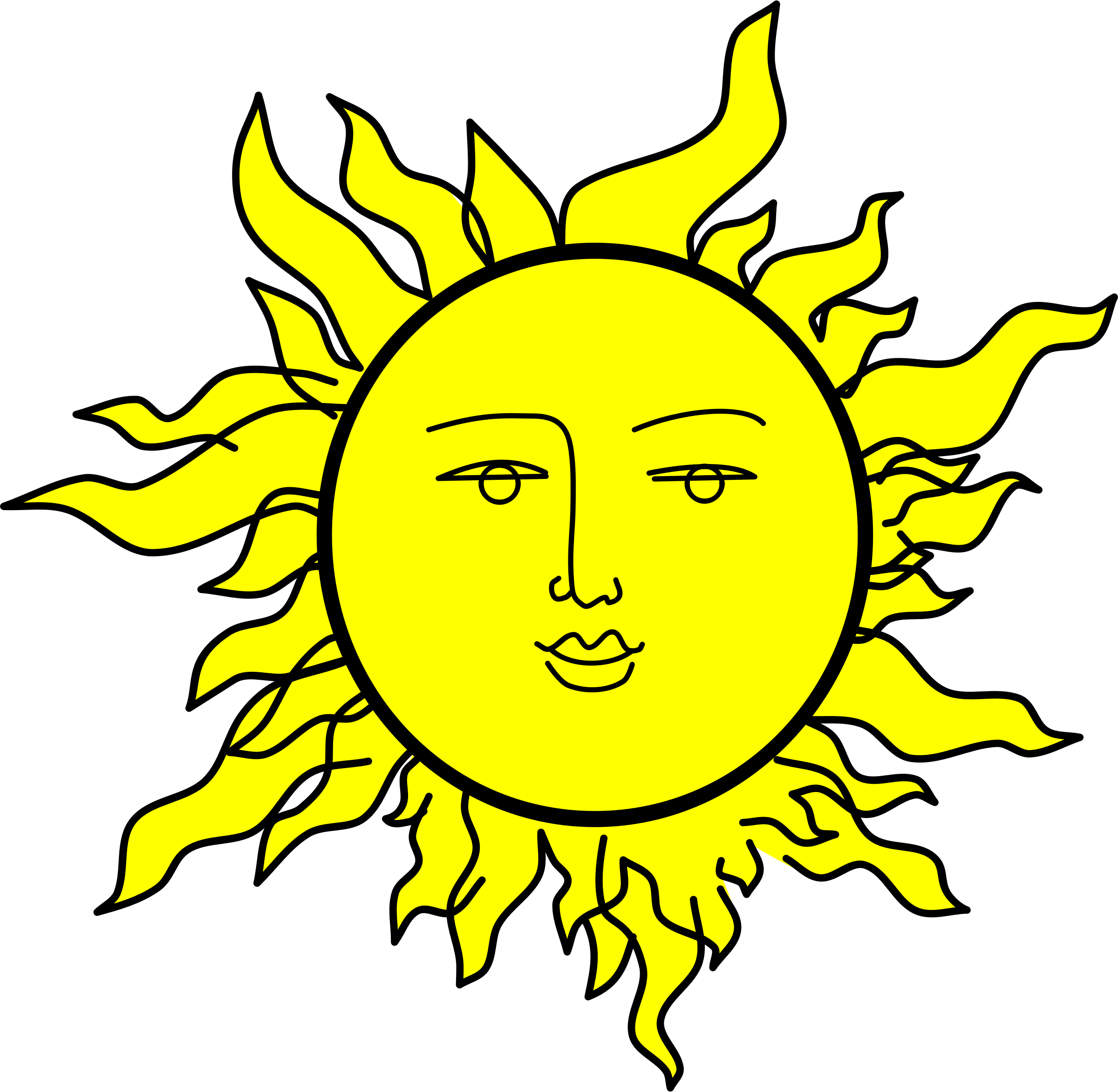 Sun Clipart Hippie - Sun Cartoon With Face (2400x2344), Png Download