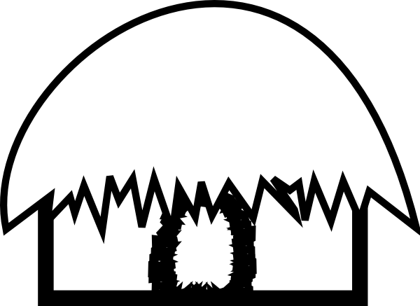 Hut Black And White Clip Art At Clker - Outline Picture Of Hut (600x437), Png Download