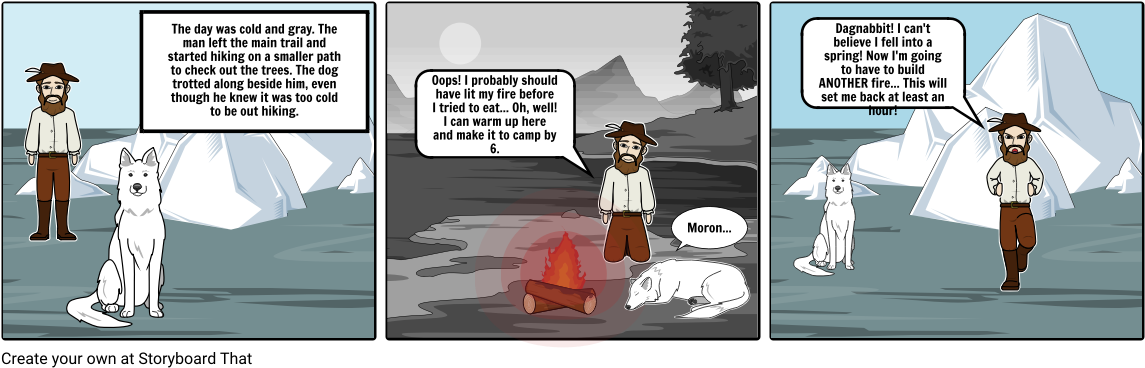 To Build A Fire - Cartoon (1164x385), Png Download