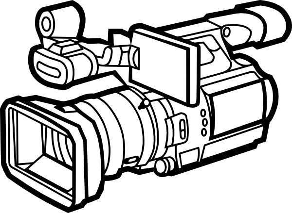 Black Outline Video Camera Clip Art At Clker - Video Camera Vector Png (600x439), Png Download