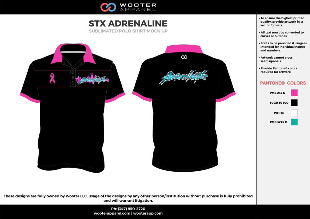 Stx Adrenaline Black Pink White Green Polo Shirts - Nba Basketball Jersey Designs (1000x707), Png Download