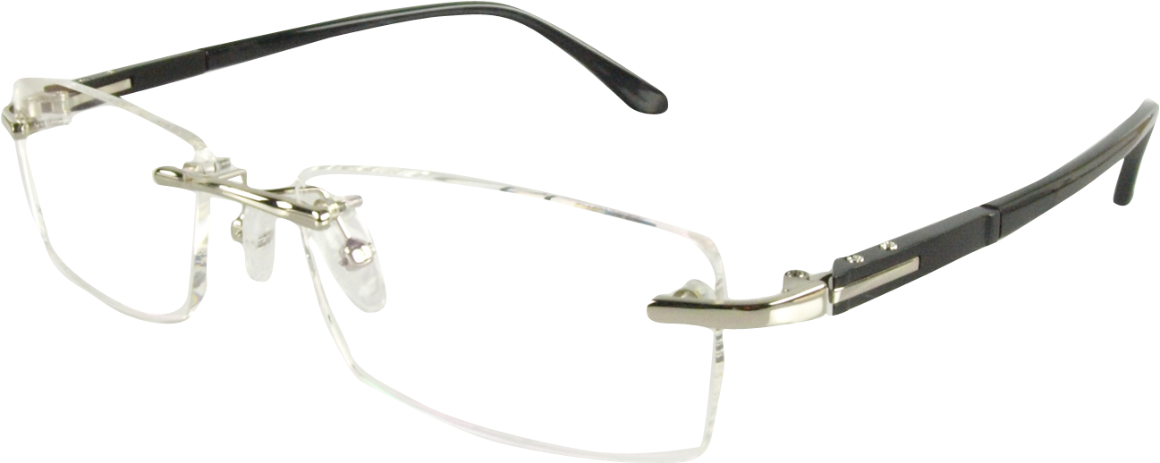 R58003 Men Glasses With Silver Frame - Silver (1440x600), Png Download