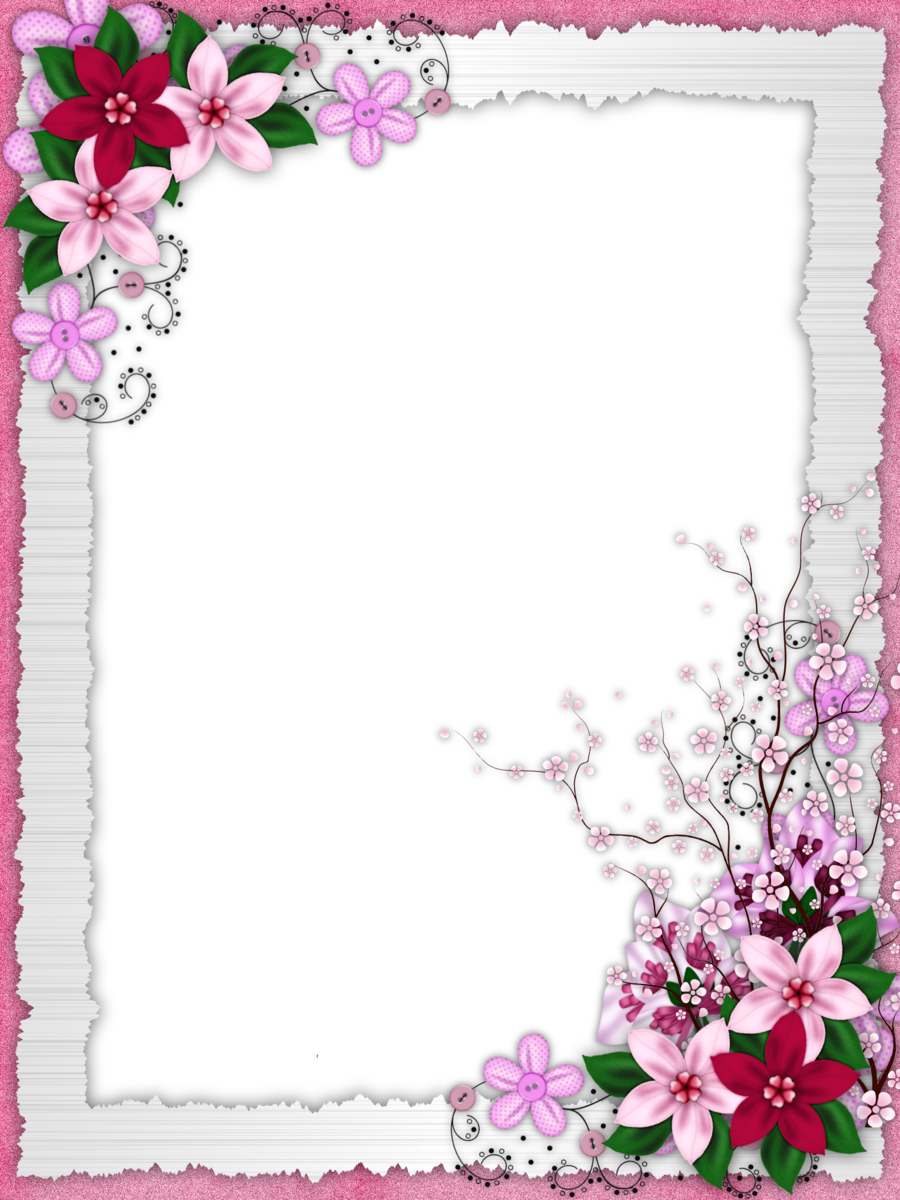 Design Of Flowers Borders (900x1200), Png Download