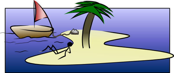 Free Vector Stick Man Laying On Island Clip Art - Stick Figure Desert Island (600x252), Png Download