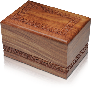Hand Carved Rosewood Urn With Border Design For Pets - Urn (400x384), Png Download