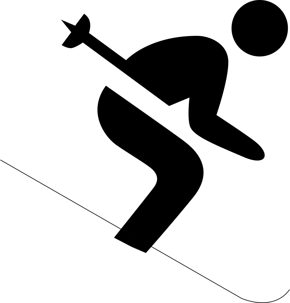 Skiing Stickman - - Skiing Black Icon (940x981), Png Download