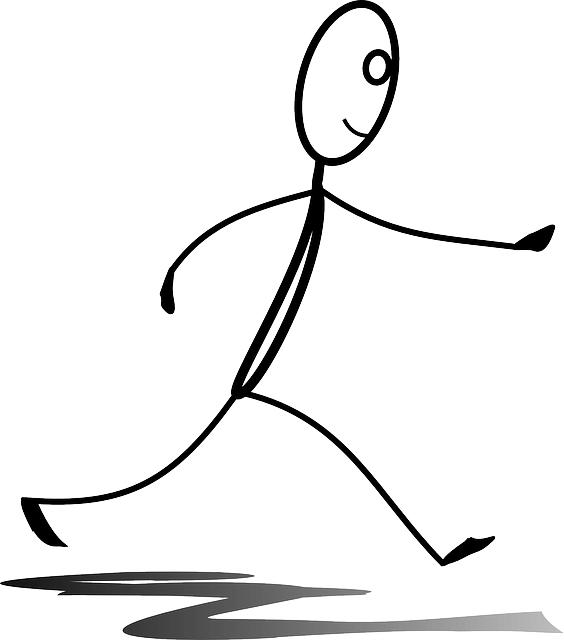 Striding, Running, Jogging, Walking, Stickman - Stick Man Walking (564x640), Png Download