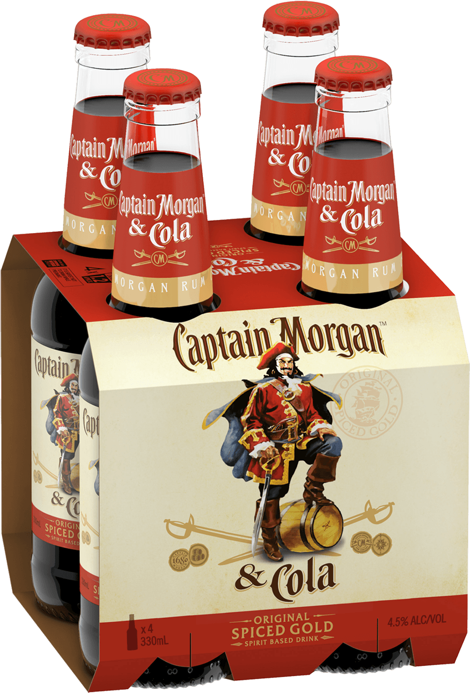 Captain Morgan Original Spiced Gold & Cola 330ml 4 - Captain Morgan Spiced Rum 1.5 Litre (1600x2000), Png Download