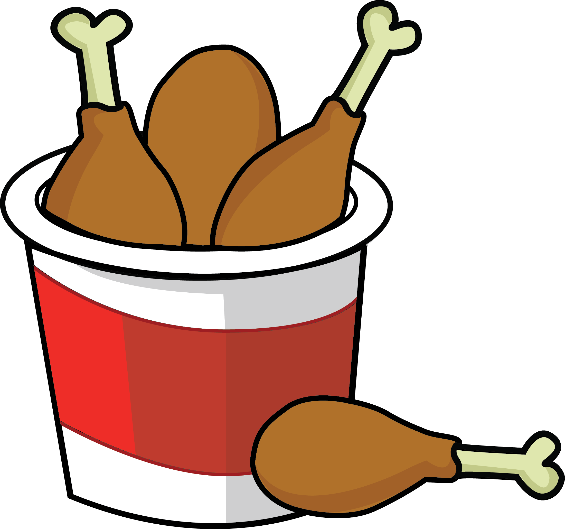 Clipart Chicken Bucket Of Fried Chicken Clipart - Fried Chicken Clipart Black And White (2200x2059), Png Download